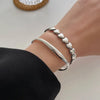 Silver Punk Bangle Pearl Star Love Heart Geometric Golden Bracelet For Woman Girl Jewelry Gift - Image 3