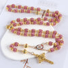 2025New Vintage Catholic 10mm 59 Crystal Rhinestone Beads Cross Necklace - Image 9
