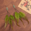 Bohemian Exaggerated Long Natural Feather Earrings for Women Vintage Rhinestone Water Drop Dangle Earring Party Wedding Jewelry - Image 4