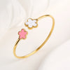 Gold-Plated Stainless Steel Five-Leaf Flower Open Bangle For Woman Girl Party Lucky Jewelry Accessories Daily Wear Clover - Image 17