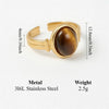 Stackable Vintage Tiger Eye Stone Open Cuff Rings Hammered Gold Plated Stainless Steel Adjustable Boho Korean Jewelry for Women - Image 9