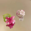 Romantic Cute Violet Flower Ring Spring Summer Elastic Beaded Rings for Women Friends Korea Finger Jewelry Accessories Gift - Image 2