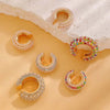 Colorful Crystal Zircon Pearl Ear Clip Earrings for Women Metal C-Shaped No Pierced Cartilage Ear Cuff Jewelry - Image 5