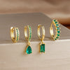 Four-Piece Cubic Zirconia Hoop Earring Set in Multiple Colors - Image 5