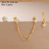 3PCS Gold Plated Zircon Flower Hoop Earrings Set Stainless Steel Double Stud Chain Huggie Piercing Women's Jewelry - Image 7