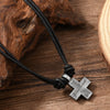 Retro Cross Pendant Necklace Simple Alloy Rope Leather Necklace Handmade Craft Braided Cross Necklace Unisex - Image 2