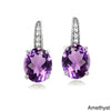 Silver Earrings Colorful Gemstone Amethyst Gold Ear Buckle For Woman Charm Jewelry Gift - Image 1