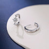 Silver Zircon Star Asymmetry Hoop Earrings For Women Party Classic Jewelry Small Niche Minimalist Accessories - Image 3