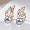 Zircon Flower Gray Pearl Drop Earrings for Women Rose Gold Silver Color Mix Boho Ethnic Wedding Jewelry - Image 4