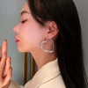Sliver Color Shiny Crystal Heart Earrings for Women Exaggerated Personality Big Love Hoop Earrings Wedding Party Jewelry - Image 4