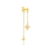 1PC Horse Eye Octagonal Star Moon Blue Zircon Tassel Chain Earring For Women Silver Classic Earring - Image 15