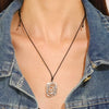 Spiral Pendant Necklace with Leather Cord in Round or Square Shapes - Image 11