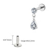 Titanium 16G Teardrop Dangle CZ Labret Stud Waterdrop Tragus Cartilage Earring Flatback Helix Piercing - Image 20