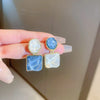 Purple Square Resin Dangle Earrings for Women White Oval Asymmetric Blue Geometry Drop Earrings Party Personality Jewelry - Image 6