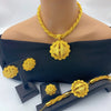 Ethiopian Gold Color Twisted Necklace And Earrings Jewelry Sets For Women Dubai Indian Bridal Set Wedding - Image 5