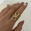Stainless Steel Five-Petal Flower Ring in Multiple Colors - Image 7