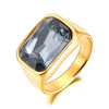 Rectangular Cubic Zirconia Stainless Steel Ring in Multiple Stone Colors - Image 9