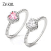 Clear Pink Zircon Heart Engagement Ring for Women Charm Shiny CZ Wedding Ring Jewelry Gift - Image 1