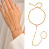 Bohemian Ring Bracelet Finger Hand Chain, Gold Plated Stainless Steel, Bead Slave Bracelet Jewelry for Women - Image 24