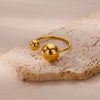 Stainless Steel Double-layer Beads Rings for Women Gold Plated Geometric Ball Bead Open Ring Aesthetic Punk Jewelry - Image 19