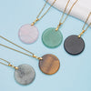 1pc natrual crystal stone gemstone agate Stainless steel adjustable circular pendant necklace for women and men - Image 4