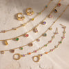 Sweet Colorful Zircon Necklace Earring Bracelet Set For Women Gold Pvd Plated Stainless Steel Jewelry - Image 1