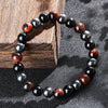 Triple Protection Bracelet, Blue Malachite Black Bile Obsidian Beaded Bracelet, Handmade Stretch Beaded Bracelet - Image 4