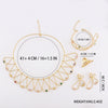 Gold Plated Women Jewelry Set Simple Lines Earrings Ring Colored Zircon Necklace Bangle For Wedding Party - Image 2