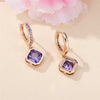 Dainty Female Purple Square Round Zircon Stone Hoop Earrings Cute Gold Color Girlfriend Gifts Wedding Jewelry For Women - Image 4