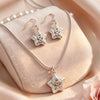 2pcs Set Silver Classy Charms Star Necklace Earrings for Women Wedding Jewelry Set - Image 1