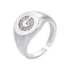 silver color A-Z Initial Signet Rings For Women Men Statement Ring 26 letters women adjustable rings - Image 27