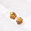 Flower Resin Acrylic Drop Earrings Gold Color Round Circle Stainless Steel Ear Buckle Hoop Earrings For Women Jewelry Gift - Image 10