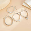 4Pcs/Set Imitation Pearls Metal Heart Pendant Bracelets Women Creative Sliver Color Cube Chain Jewelry - Image 6