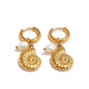 Ocean Style Pearl Conch Shell Starfish Drop Summer Hoop Earrings for Women Stainless Steel Holiday Daily Jewelry - Image 11