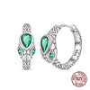 Silver Earrings Green Serpentine Snake Gem Bamboo Joint Hoop Earring For Woman Classic Party Jewelry Lucky Gift - Image 10