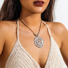 IngeSight.Z Ethnic Geometric Striped Spiral Metal Pendant Necklace Women Vintage Ccb Leather Wax Line Choker Necklace Jewelry - Image 2