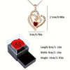 Love Heart Zircon Necklace With Rose Flower Gifts Box For Women Girlfriends Valentine Jewelry Gift - Image 3
