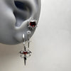 Dark Goth Style Demon Wings Tassel Chain Cross-shaped Hoop Earrings Red Zircon Snowflake Stud Earrings Men Women's Punk Jewelry - Image 1