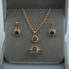 Green/Pink Stone Women Gold Rose Color Round Cubic Zircon Pendant Earrings Rings+Necklace Chain - Image 6