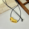 Jewelry Heart Necklace Black Wax Rope Charm Irregular Metal Pendant Necklaces Clavicle Chain for Couple Birthday Gift - Image 8