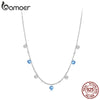Silver Station Necklace, Simulated Diamond Star Necklace Women CZ Chain Choker Necklace - Image 1