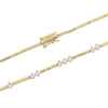 Geometric Sparking Round Bling CZ Bamboo Bar Charm Link Chain Women Choker Necklace - Image 4