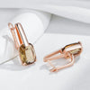 Square Brown Zircon Drop Earrings for Women Rose Gold Color Bride Wedding Jewelry - Image 5