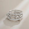 Multi-layer Stackable Finger Rings Shiny Cubic Zirconia Link Ring Gold Plated Stainless Steel Jewelry Accessory - Image 2