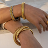 Stainless Steel Retro Elasticity Thick Polish Bracelet Gold Plated Unisex Jewelry Men Women - Image 4