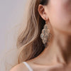 Silver Plating Long Earrings For Women 9 Hollow Thin Leaves Distributed In 5 Layers Gold Color Dangle Earrings Wedding Jewelry - Image 5