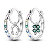 Colorful Cubic Zirconia Huggie Hoop Earrings in Flower Butterfly and Clover Designs - Image 8