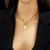 Dieyuro 316L Stainless Steel Geometric Trapezoidal Pearl Oyster Pendant Necklace For Women OT Buckle Chains Jewelry Gifts - Image 3