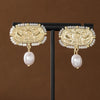 Vintage Embossed Double Bird Copper Dangle Earrings With Oval Faux Pearl Pendants for Women, Fit Banquet and Party Matching - Image 6