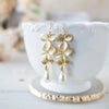 Metal Gold Color Leaf Long Tassel Earrings Cream Tears Pearl Bride Earrings Wedding Earrings - Image 2